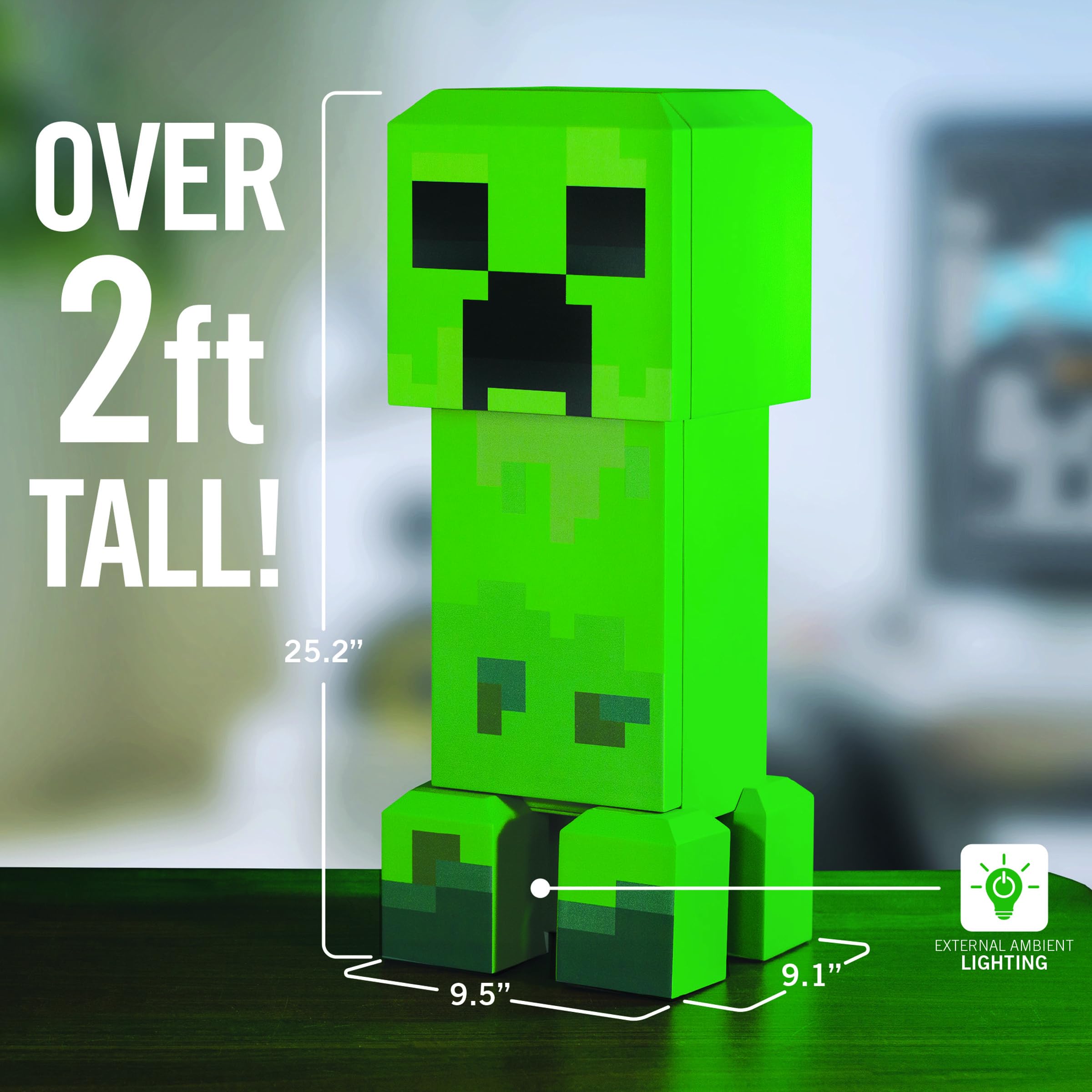 Ukonic Minecraft Legends Creeper Mini Fridge 8L – Holds 12 Cans, LED Lights, AC/DC Thermoelectric Cooler, Removable Shelves, Compact for Dorm, Office, Gaming