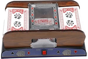 Tradeopia Battery Operated Deluxe Wooden Automatic Card Shuffler, 1-2 Decks of Cards, Uno, Rummy, and Poker Cards Shuffle Machine, Wooden Card Shuffler