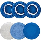 THINKWORK 6 Pcs Car Polishing Pad, Buffing Pad for 10 Inch Car Polisher, Microfiber Wax Applicator Pad for Car, Microfiber, Wool, Coral Fleece