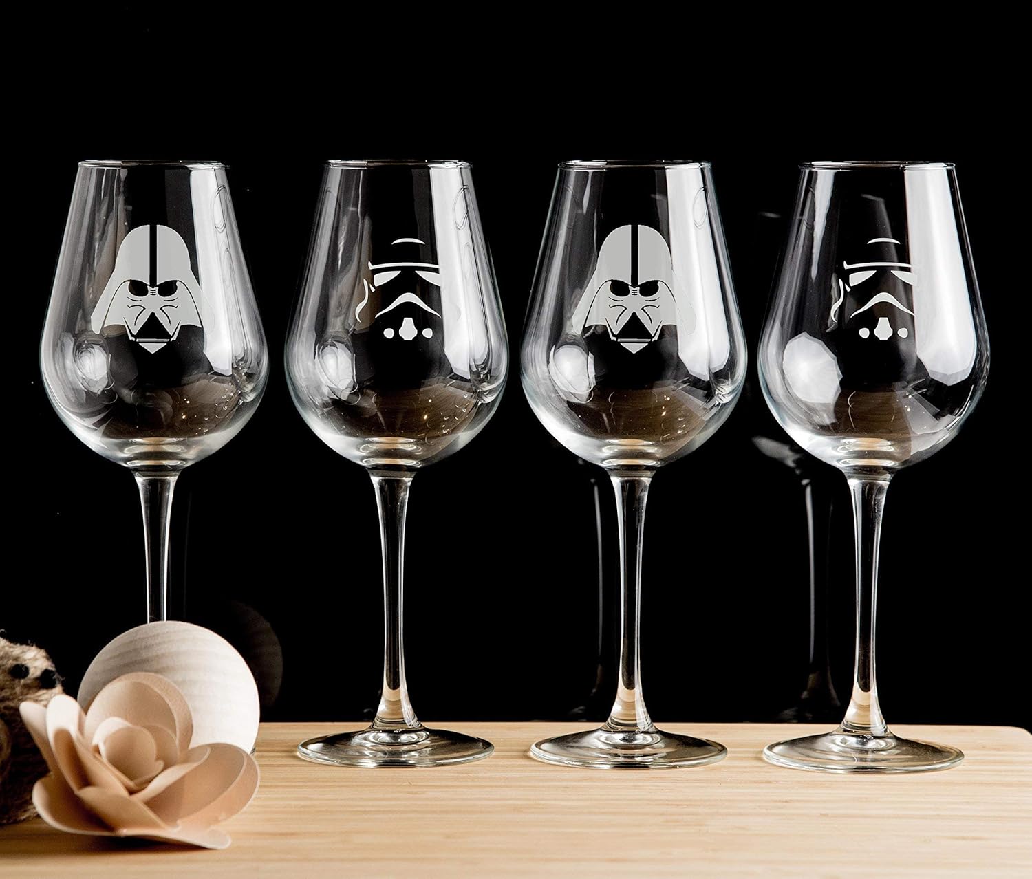 Star Wars Stormtrooper Darth Vader Etched Wine Glasses