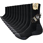 Vanfvok Cotton Crew Socks for Work Hiking, Thermal Warm Winter Boot Sock Cushioned Moisture Athletic Sports Running (6 Pairs)