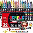 Amamao Acrylic Paint Markers, Soft Brush Tip Pens and Markers, Acrylic Paint Pens for Wood, Stone, Canvas, Glass, Fabric, Egg, Rock Painting and DIY Crafts Art Supplies (36)