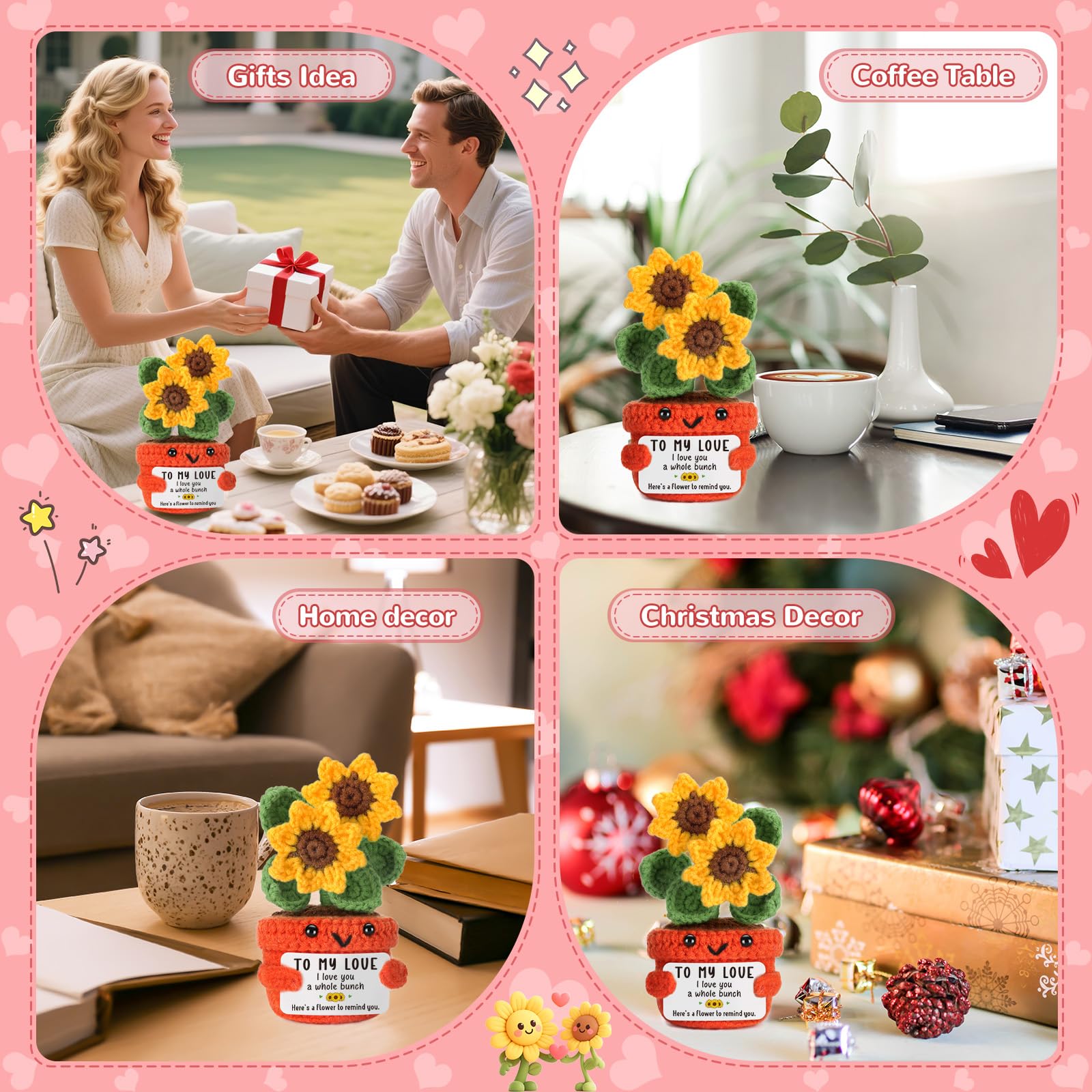 Anniversary I Love You Gifts for Women Men Her Him Boyfriend Girlfriend Wife Husband Couples Year Anniversary Wedding Birthday Gift, to My Love Romatic Funny Valentines Fathers Day Handmade Sunflower