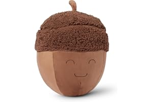 Amazon Basics Kids Plush Acorn Pillow, Soft Brown Room Decor, 17.6" L x 12" W