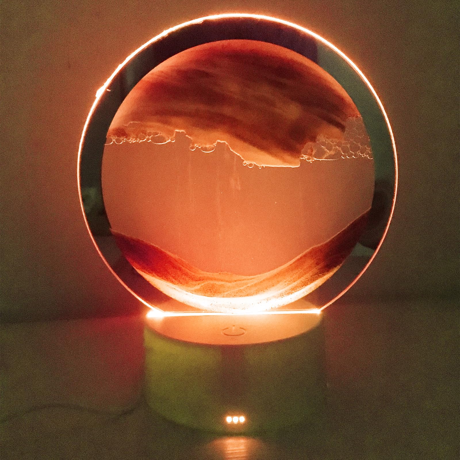 Neioaas Moving Sand Art Table Lamp-3D Deep Sea Sandscape Quicksand Lamp,7 Color Changing Sand Motion Desk Lamp,360° Rotating 3D Hourglass Lights,Desktop Art Toys for Life Home Decor(Red,Exclud 3AA)