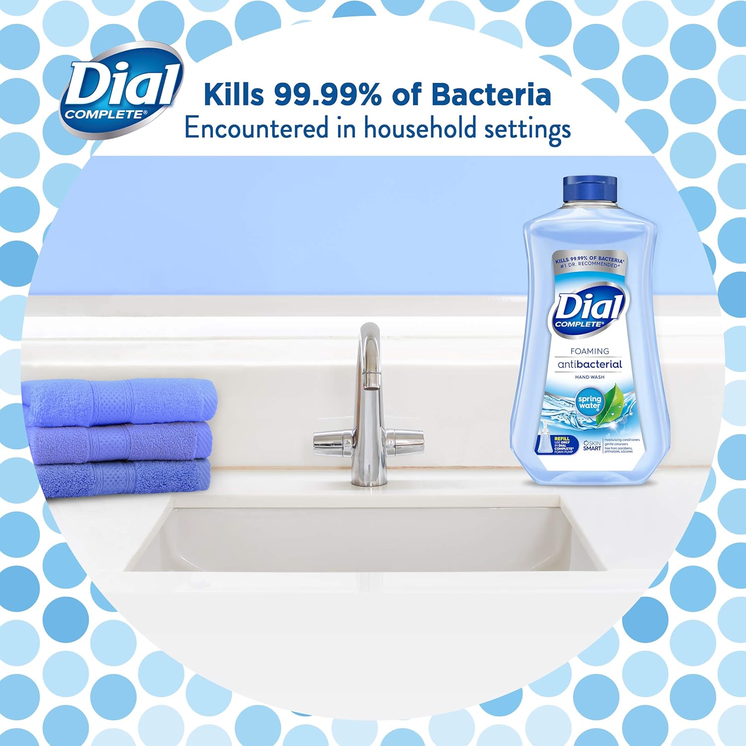 Dial Complete Antibacterial Foaming Hand Soap Refill, Spring Water, 40 Fl Oz (Pack of 6) : Beauty