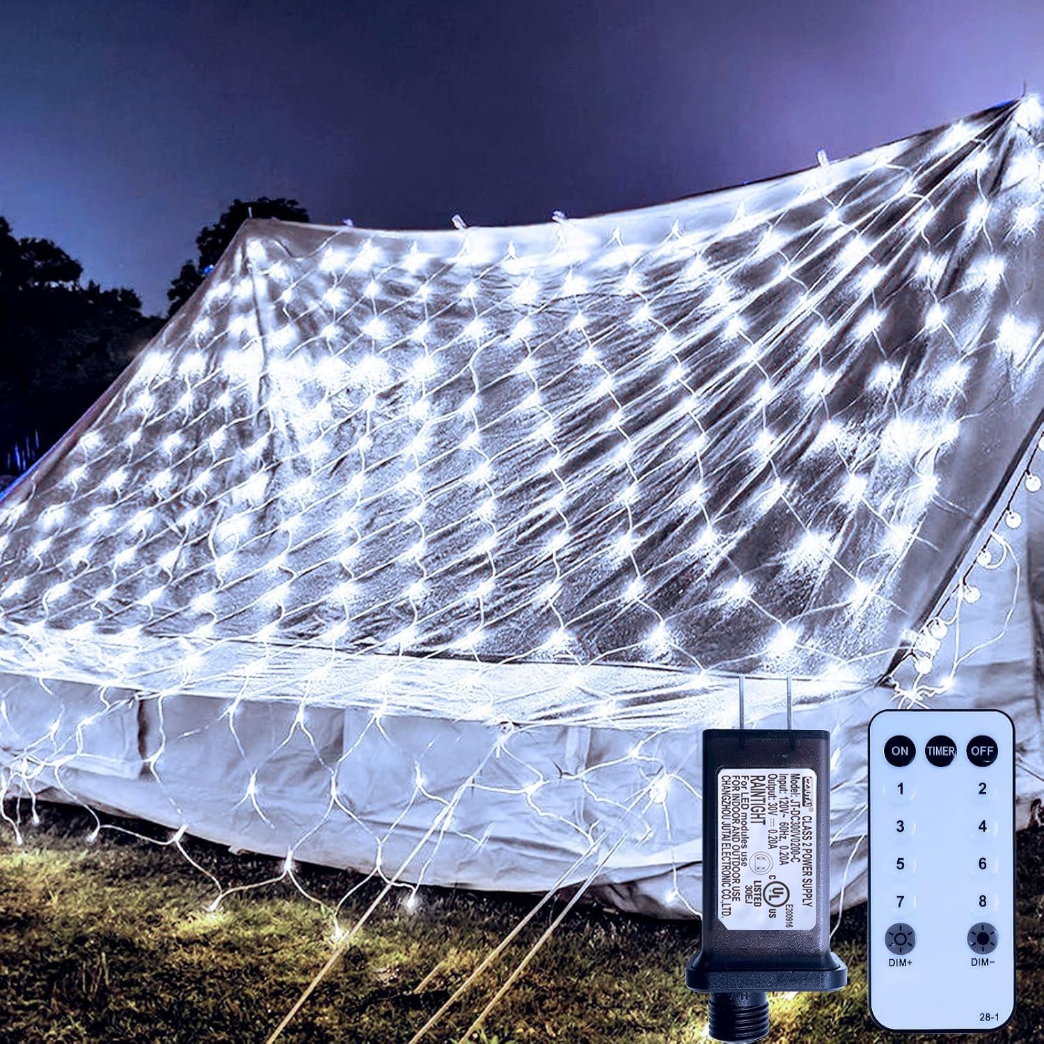 Photo 1 of ZAIYW 660 LED Net Lights 20Ft x 13Ft Large Christmas Net Lights Plug in, Waterproof Outdoor Mesh Lights with Remote Control Timer for Bushes Garden Tree Holiday Decor (Cool White)