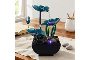 AOZITA Tabletop Fountain, Indoor Waterfall Fountain, Small Home Décor Zen Relaxation Soothing Sound Machine for Office, Livin