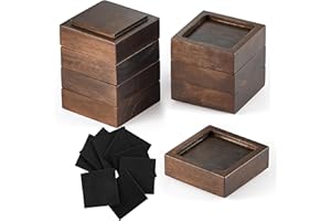 FASONLA Bed Risers, Furniture Risers (Set of 8) Lifts Height 1", 2", 3" or 4", Solid Natural Wood Risers, Non-Slip Recessed Hole to Heavy Bed/Furniture (Walnut Color)