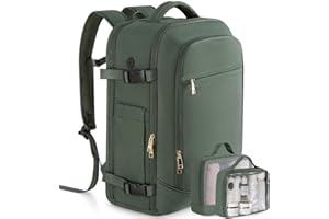 Rinlist Carry on Backpack, Flight-approved Backpack for Traveling, 40L Personal Item Travel Backpack, Peacock Green