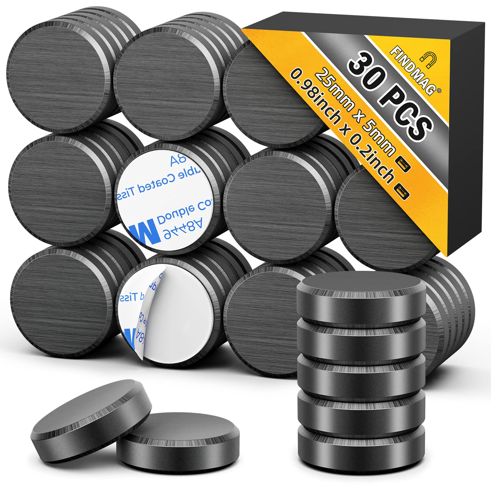 Photo 1 of FINDMAG 30Pcs Strong Magnets for Crafts, Sticky Adhesive Magnet, Small Flat Disc Round Magnet, Ceramic Circle Magnets, Ideal for Button, Crafts, Fridge, Hobbies - 0.98 inch x 0.2 inch