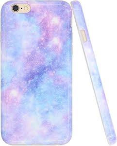 A-Focus Case for iPhone 6s Case Blue, iPhone 6 Case for Girls, Purple Violet Blue Galaxy Smooth IMD Design Slim Flexible Protective Silicone Case for iPhone 6 iPhone 6s 4.7 inch Glossy Blue 4
