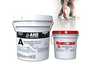 ANE COATINGS Self Leveling Epoxy Resin Kit – ANE Garage Floor Epoxy Kit Spreads Seamlessly. Durable, Industrial Grade Clear Epoxy Resin for Concrete Floors and Countertops - Black