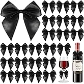 Crisalis 50PCS Bows for Gift Wrapping - 4" Satin Ribbon Black Bows with Twist Ties for DIY Crafts, Party Decorations, Wedding, Birthday, Baby Shower, Christmas, Holiday Gifts, Gift Bags