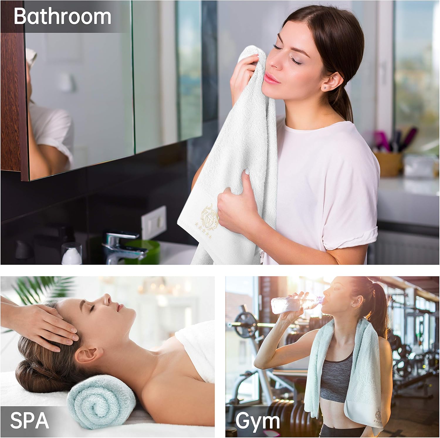 WIIKWEEK 100% Cotton Bath Towel Set, 27"x54" ,White Luxurious 600 GSM Large Bath Towels,Highly Absorbent,Super Soft Towels for Bathroom, (2 Pieces): Kitchen & Dining