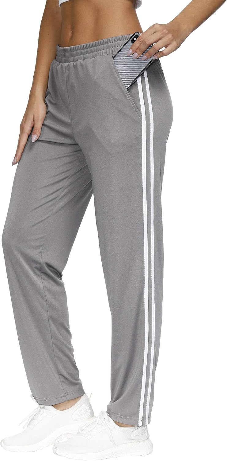 BLEVONH Womens Elastic Waistband Striped Side Work Out Sweatpants with Pockets at  Women’s Clothing store