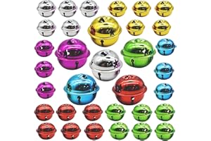 Pinenjoy 60Pcs 1inch/27mm Colorful Electroplating Jingle Bell Dazzling Christmas Decor Bells with Star Cutout Metal Craft Bells for DIY Christmas Tree Pet Collar Wreath Garland Holiday Decor