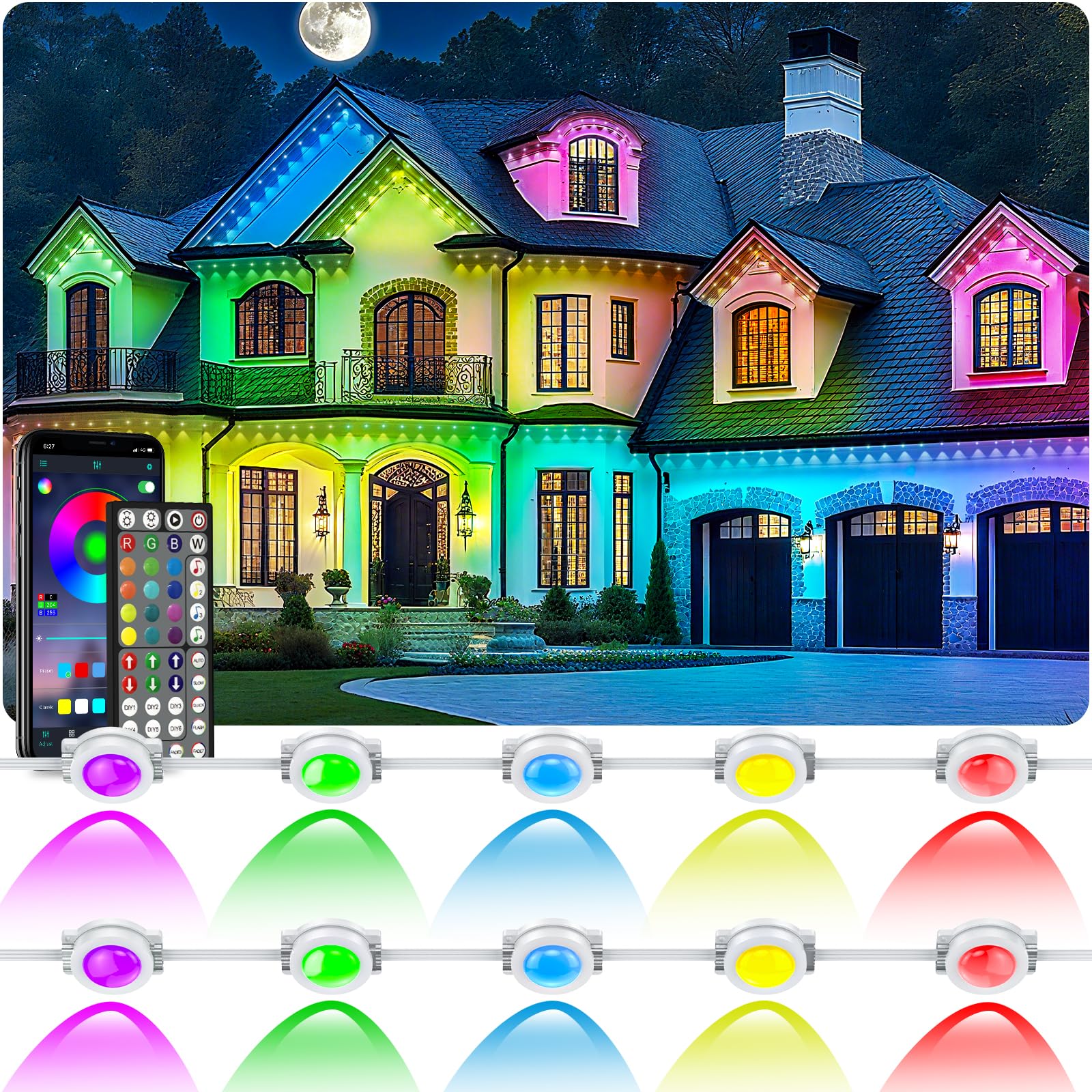 Photo 1 of *MISSING PARTS*
CETELUMA 400Ft Permanent Outdoor Lights for House Waterproof, IP67 LED Eave Lights with App/Remote Control, Outdoor Permanent led Lighting for House Roof Decor,Christmas,Party,All Holiday and Daily