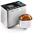 Elite Gourmet EBM8224MM Programmable 2 Lb. Bread Maker, PFAS free Ceralast™ Ceramic Pan, Touch Screen Control Panel, 19-Functions, Gluten Free, White, Wheat, Rye & more, 3 Loaf Sizes, Stainless Steel