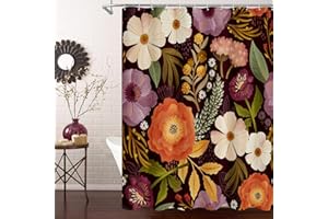 MitoVilla Boho Floral Purple Shower Curtain, Abstract Plant Leaves Shower Curtains for Chic Elegant Bathroom Decor, Luxury Fabric Cloth Shower Curtain, Modern Colorful Flower, 72x72