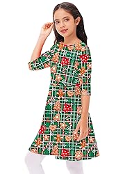 Girls Christmas Green Dresses Xmas Buffalo Plaid