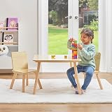 Liberty House Toys Kids Pinewood Table and 2 Chairs Set Natural Wood view 3