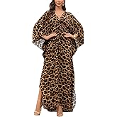 IMAGEKOPE Kaftan Dresses for Women Plus Size V-Neck Moo Moos Batwing Kaftan Beach Dress Bathing Suit Cover-Up Loungewear