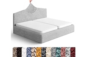 PAULATO BY GA.I.CO. Bed Headboard & Frame Cover - Head Board Covers - Soft Polyester Fabric Cover - 1-Piece Form Fit Stretch Furniture Slipcover - Microfibra Collection - Light Grey (King)