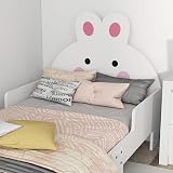 ZONEKIZ Rabbit-Themed Toddler Bed Frame for Kids 3-6 Years - White view 8