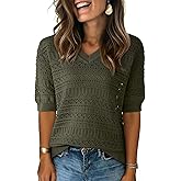 Dokotoo Women's Casual Short Sleeve Loose Tunic Tops Lightweight Knit Spring Summer Pullover Sweater Blouses