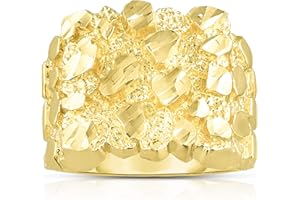 Floreo 10k Yellow Gold 17.8mm Square Nugget Ring, Sizes 6-13