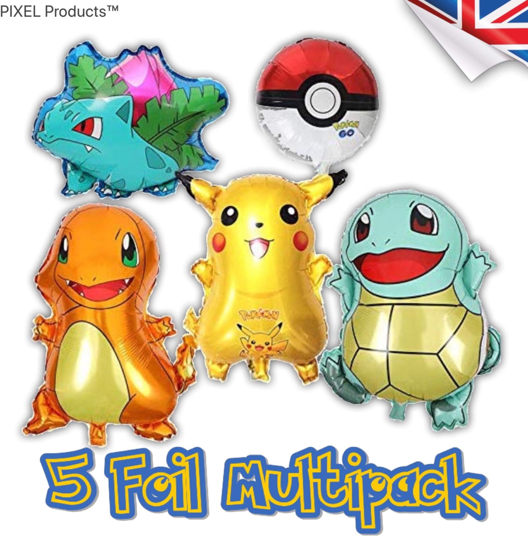 Poké Character Foil Balloons - Perfect Party bag fillers, party bag supplies, loot (5 Foil Balloons)