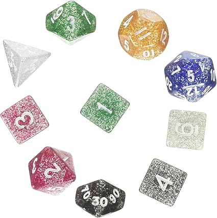 Polyhedral Dice Set (10-Piece), Assorted Glitter