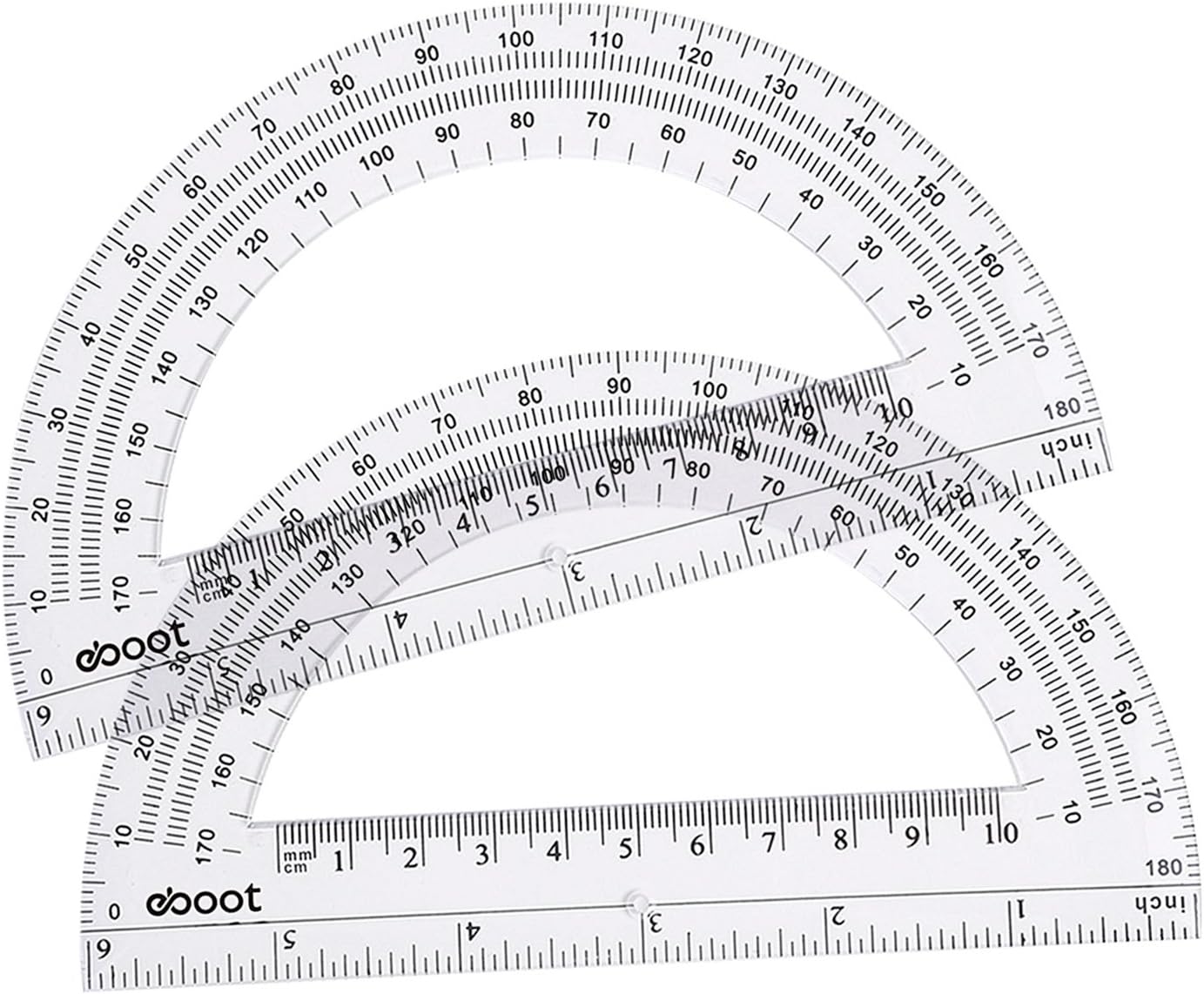 Plastic Protractor Math Protractors 180 Degrees, 6 Inch, Clear, Pack of 2 : Office Products