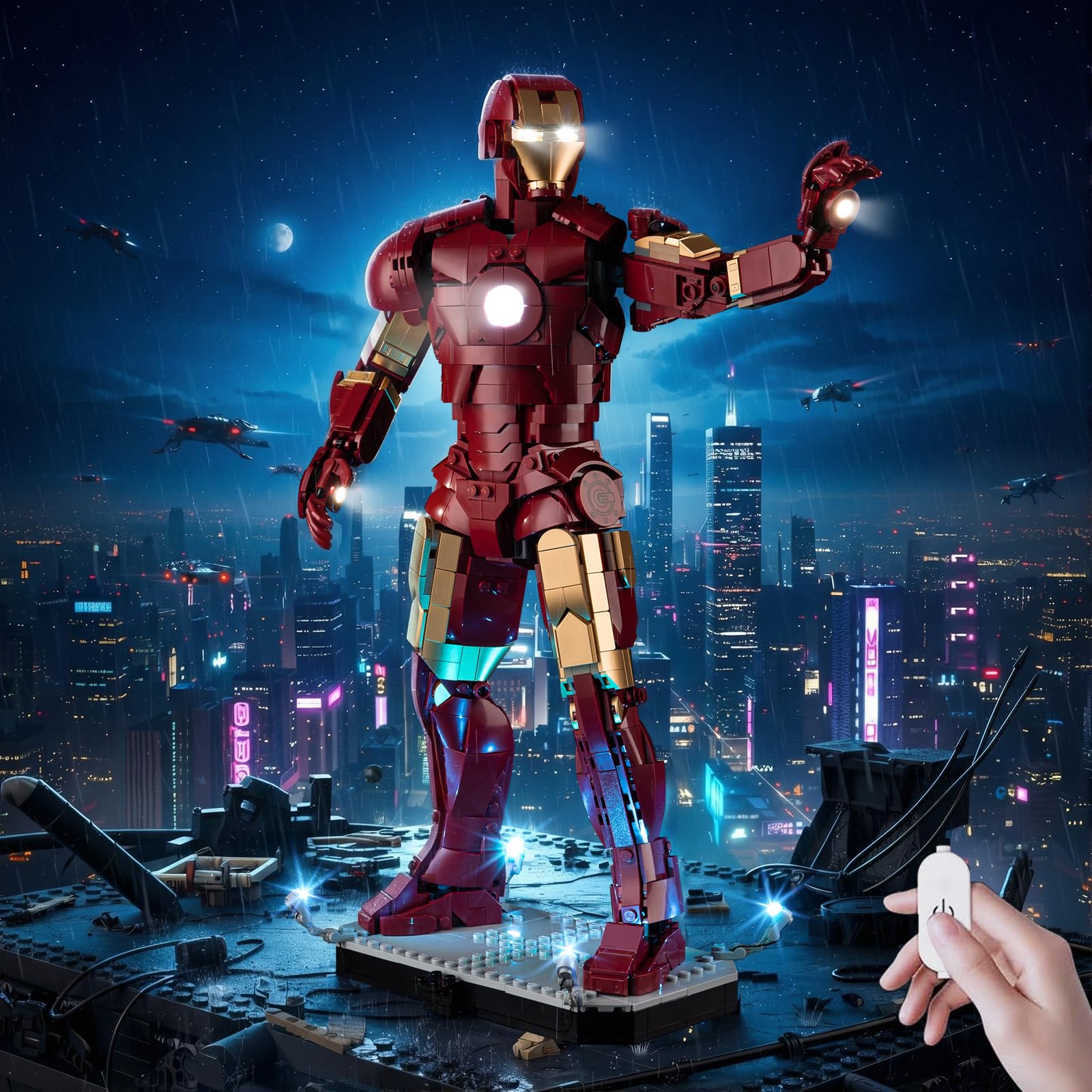 Kyglaring LED Lighting Kit Compatible with Lego Iron Man Mark 3 Collectors' Edition 76344 Building Blocks, Accessories for Lego 76344 Model Set, Touch Version (Not Include Models)