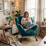 HollyHOME Armchair Comfy Chair Blue Green Steel Frame 500Lbs Living Room view 2