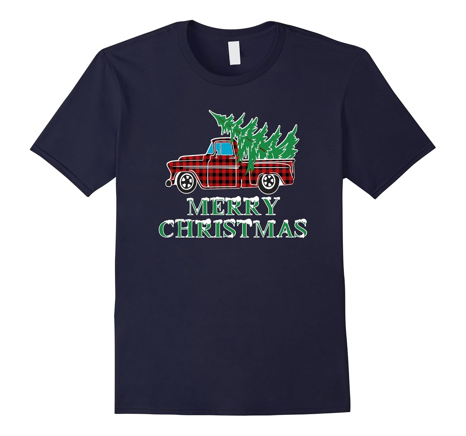 Buffalo Plaid Vintage Truck Christmas Tree T-Shirt-ANZ