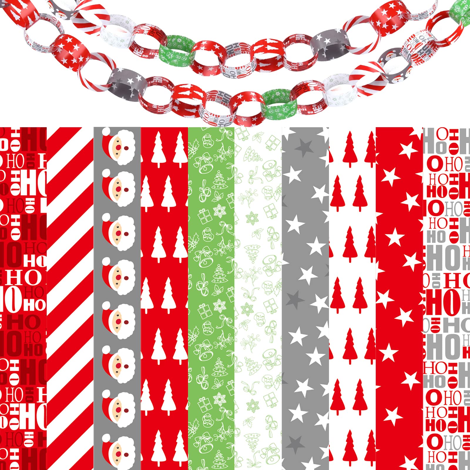 MIAHART 600Pcs Merry Christmas Paper Chains Festive Craft Paper Links for Festive Party Decorations