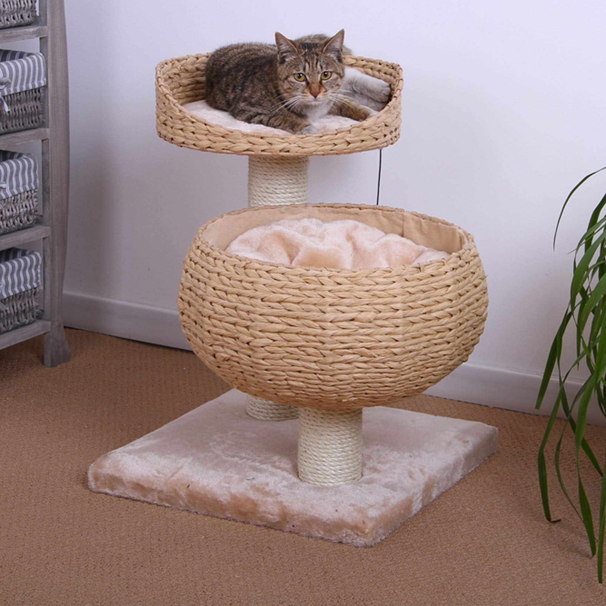 PetPals Group Cozy Eco-Friendly Handwoven Cat Tree with Sisal Scratching Post, 23" H