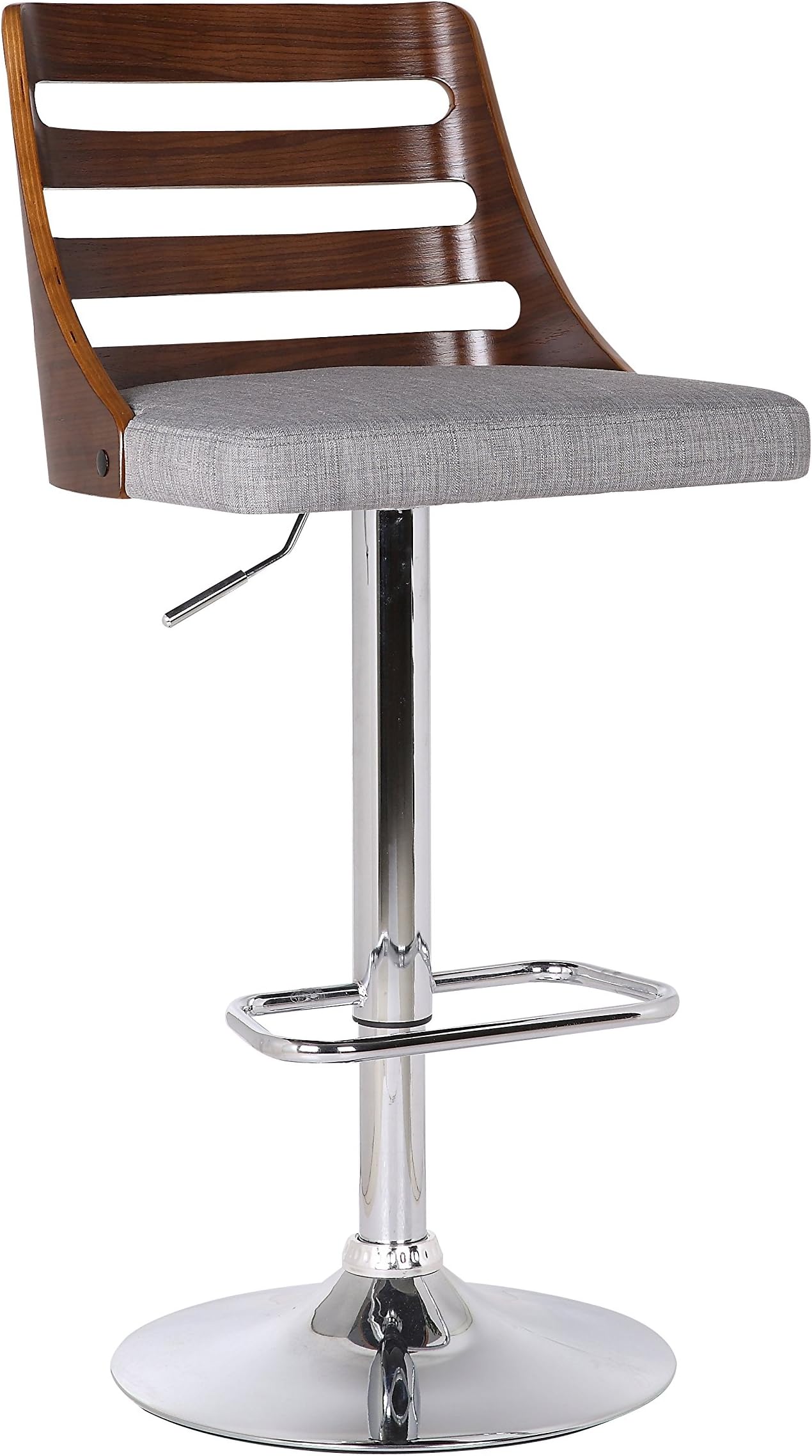 Container Furniture Direct Contemporary Adjustable 360 Counter Gas Piston Bar Stool with Back and Footrest, 1 Barstool, Wood/Gray