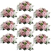 Sziqiqi Pink Flower Centerpieces for Tables Kissing Balls for Wedding - Artificial Floral Arrangement Center Piece