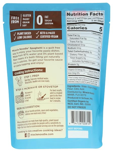 MIRACLE NOODLE, NOODLE READY SPAGHETTI STYLE, 7 OUNCE