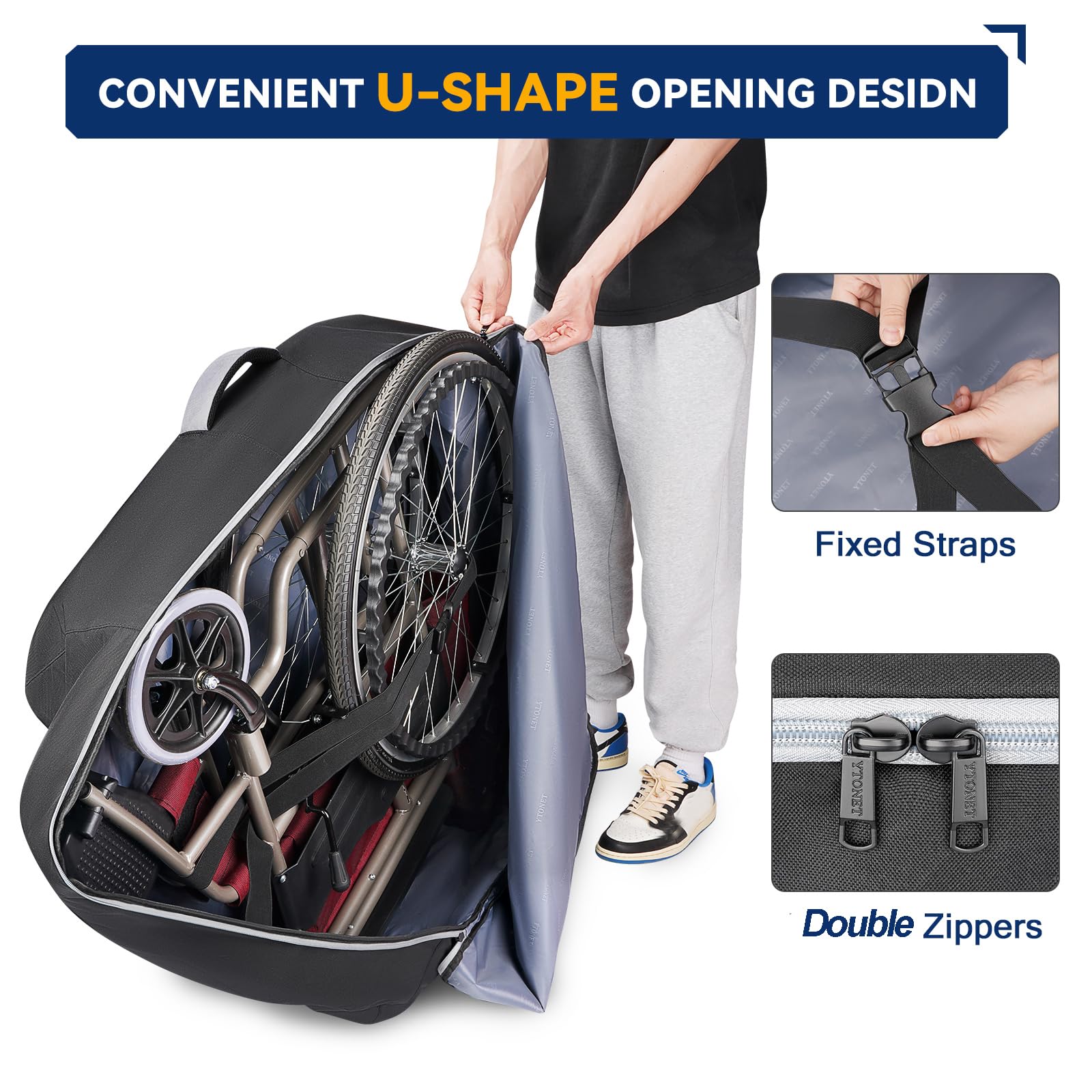 Ytonet Wheelchair Bag, Wheelchair Accessories Designed for Foldable Wheelchairs, with Dimensions of 34