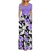 AUSELILY Women's Classic Short Sleeve Loose Plain Casual Long Maxi Dresses for Women 2026