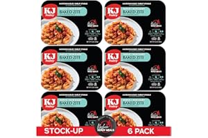 KJ Poultry Kosher Parve Ready Meals - Baked Ziti, MRE Meals Ready to Eat, Halal, (6 Pack) Prepared Entree Fully Cooked, Shelf Stable Microwave Dinner Travel, Military, Camping, Emergency Survival