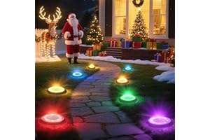Flacchi Solar Ground Lights - Solar Powered Lights Outdoor Solar Disk Light Waterproof Landscape Light for Patio Yard Pathway Walkway Driveway Christmas (Multi-Colored, 12 Pack)