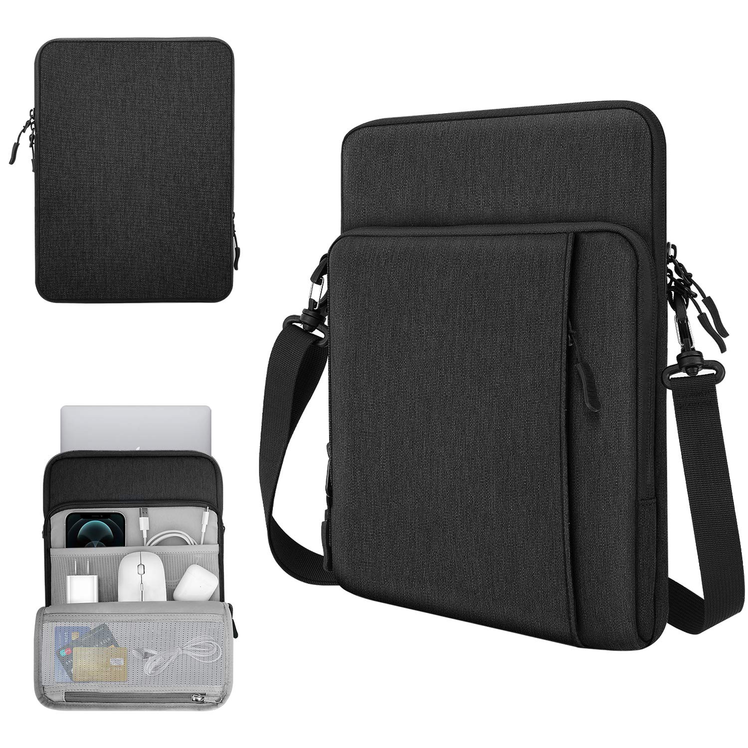 TiMOVO 13.3-14 Inch Laptop Sleeve Carrying Bag with Pockets for MacBook Neo 13", MacBook Air 13.6", Mac Pro 14", HP Dell ASUS Lenovo, Computer Sleeve Bag with Shoulder Strap,Black