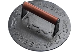 BELLEMAIN Heavy-Duty Cast Iron Burger Press 8.5 Inch Round Burger Smasher, Grill Press for Cooking Burgers, Bacon, Sandwiches, Steak, Ground Beef, Meats, Sausages, and So On