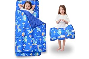 Lasoftan Toddler Nap Mat with Pillow and Blanket, Extra Large Rolled Napping Mats,Slumber Bags for Boys Girls,Kids Sleeping Bag for Daycare, Preschool Travel Camping