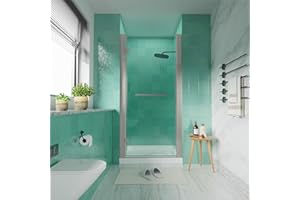 i-Homare Pivot Swing Glass Shower Door with 1/4 Inch (6mm) SGCC Clear Tempered Glass Door,Reversible Installation (Brushed Nickel, 34-36" W x 72" H)